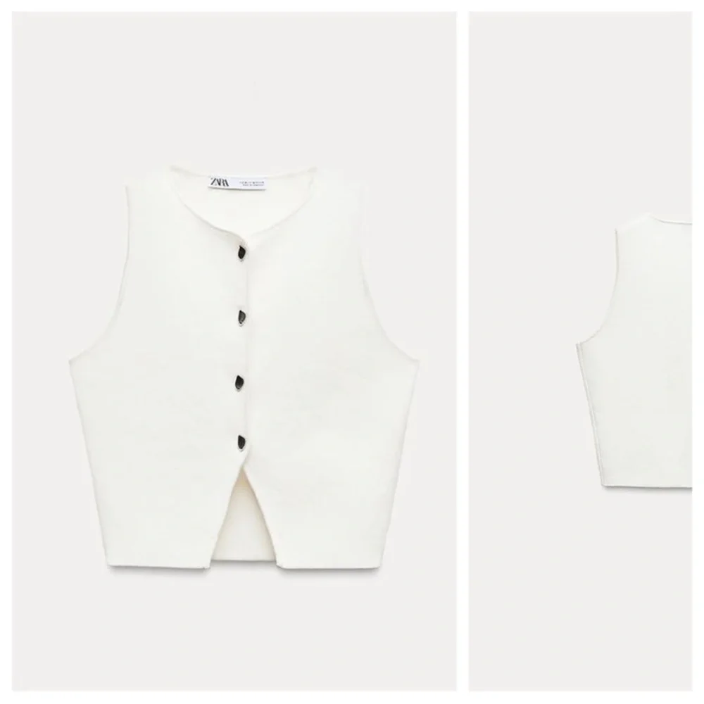 Zara White Button-Up Crop Top - Picture 2 of 3